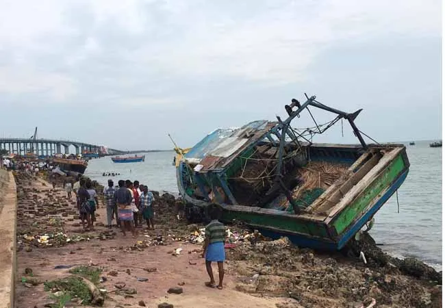 cyclone forming sea rameshwaram district fishermen's boats  